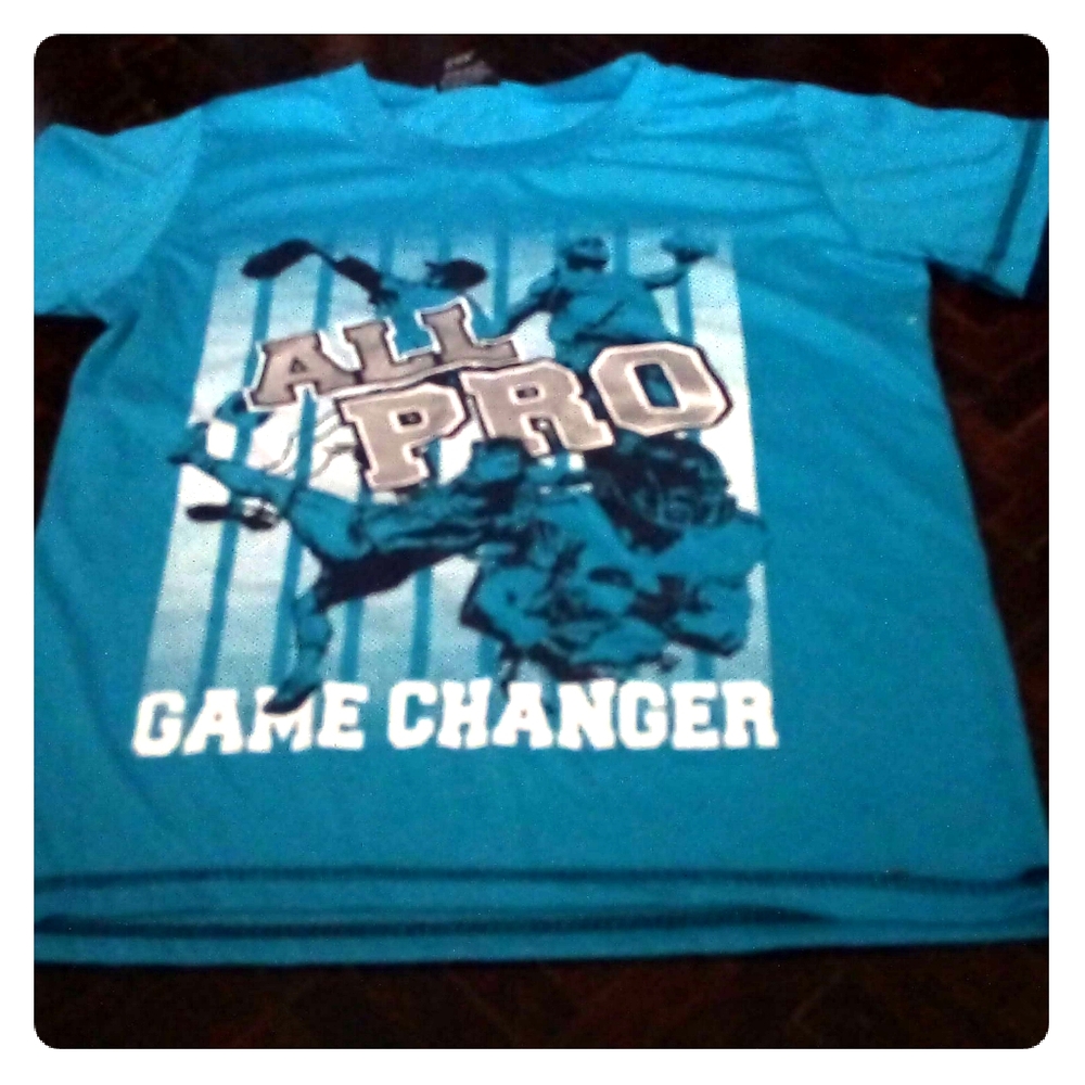 I'm selling a blue shirt that has different sports